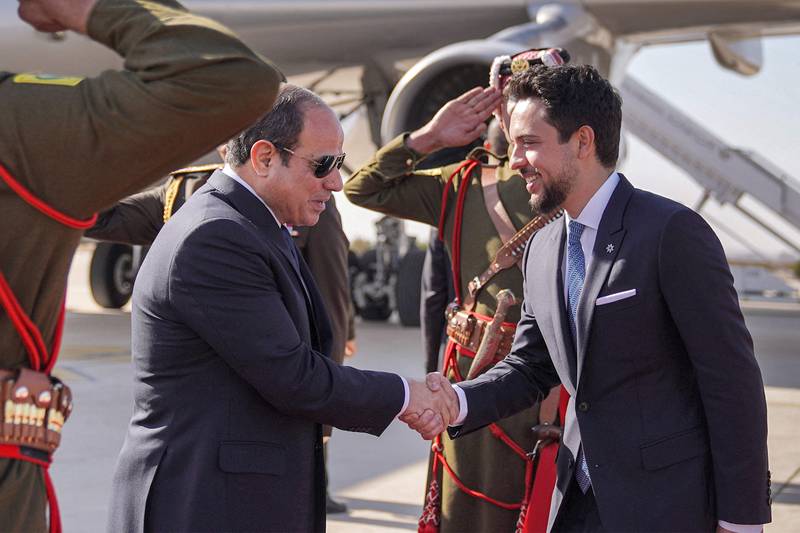 Prince Hussein and Mr El Sisi. AFP