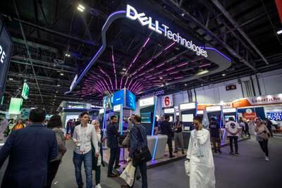 The Dell Technologies stand at Gitex in Dubai. The event will take place in Africa for the first time this week. Leslie Pableo / The National