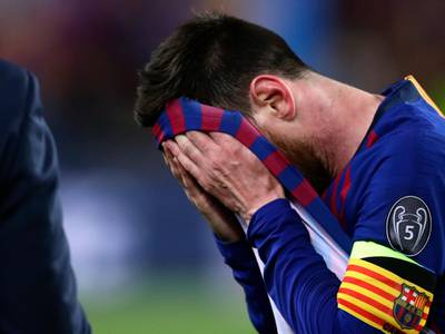 Lionel Messi reacts after the end of the first leg. Manu Fernandez / AP Photo