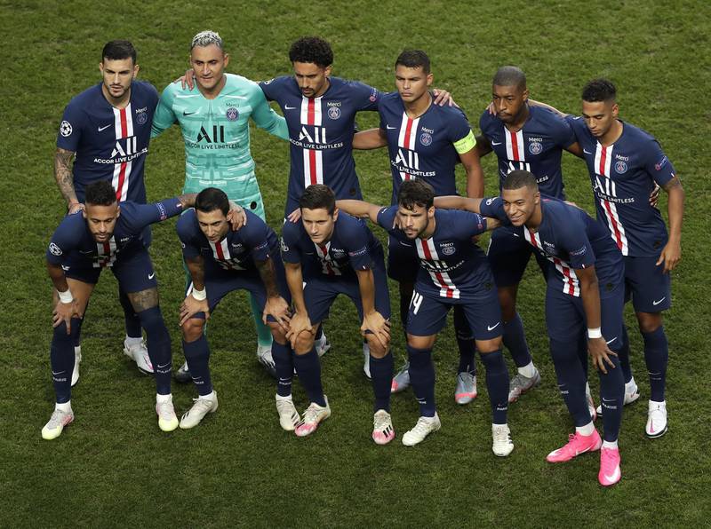 PSG line-up before the match. EPA