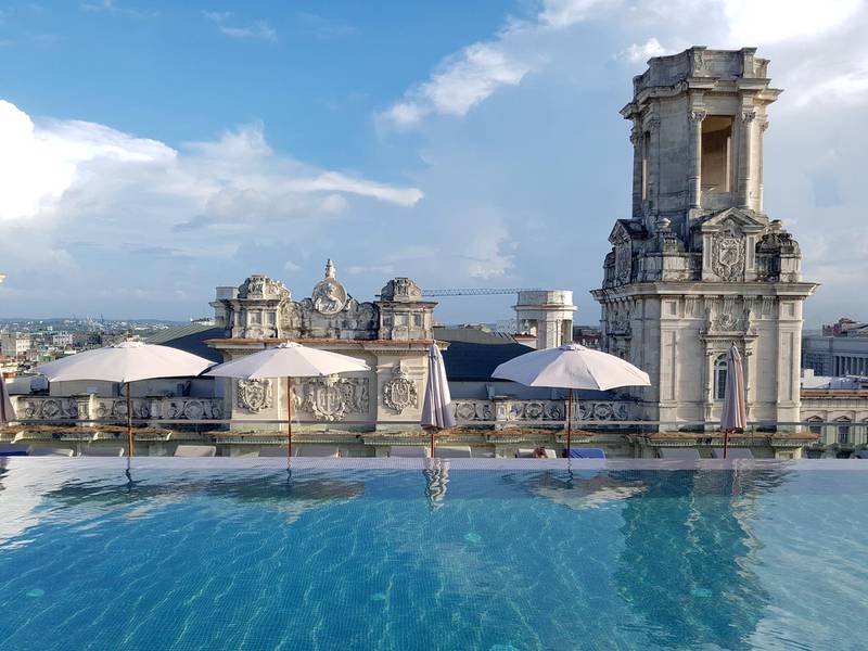 Views over the city from the rooftop pool at the Gran Hotel Manzana Kempinski La Habana, the city’s only five-star offering. Courtesy Charukesi Ramadurai