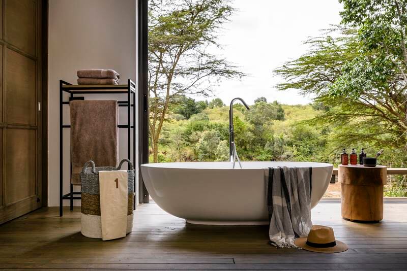 The bathtubs at Olonana, Kenya offer forest views. Photo: Sanctuary Retreats