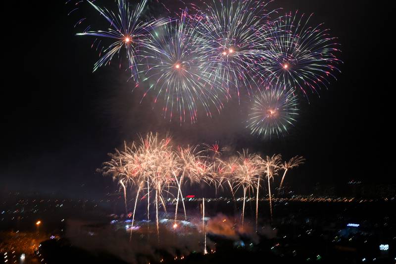 Fireworks over the My Dinh National Stadium on Thursday. AFP
