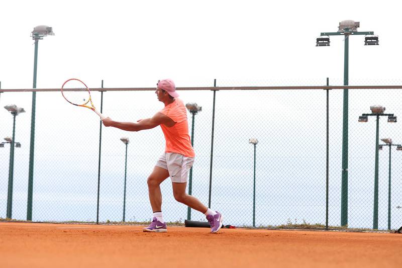 Rafael Nadal plays a forehand during a training session ahead of the Monte-Carlo Masters. Getty
