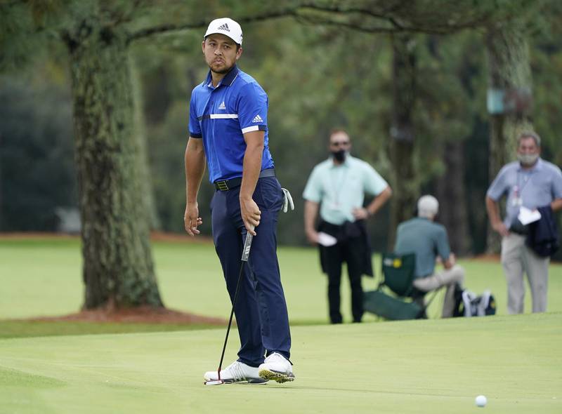 Xander Schauffele of the US after missing a putt on the seventh hole. The American carded an opening round 67. EPA
