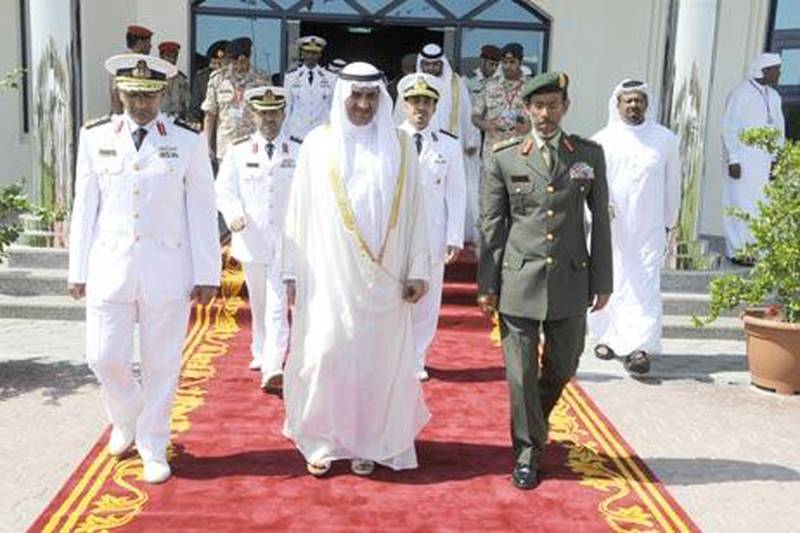 HH Sheikh Hamad bin Mohammed Al Sharqi, Ruler of Fujairah (centre), at the opening of the new naval base.