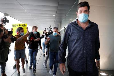 Jorge Messi, father and agent of soccer player Lionel Messi, arrives in Barcelona. Reuters