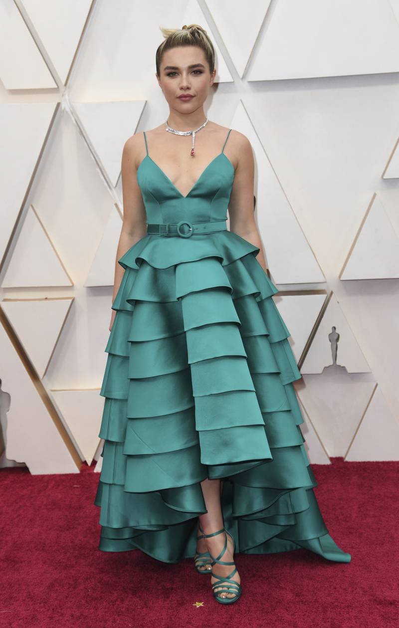 Florence Pugh in custom Louis Vuitton at the Oscars on Sunday at the Dolby Theatre in Los Angeles. AP