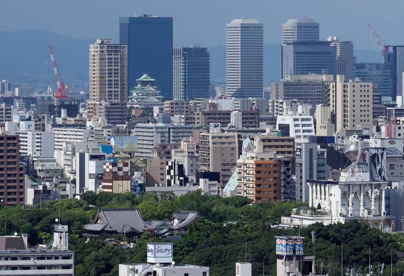 This August 8, 2018 picture shows Osaka skyline in Osaka city, a neighbour city to Higashiosaka, one of the host cities of the next 2019 Rugby World Cup in Japan. (Photo by Toshifumi KITAMURA / AFP)