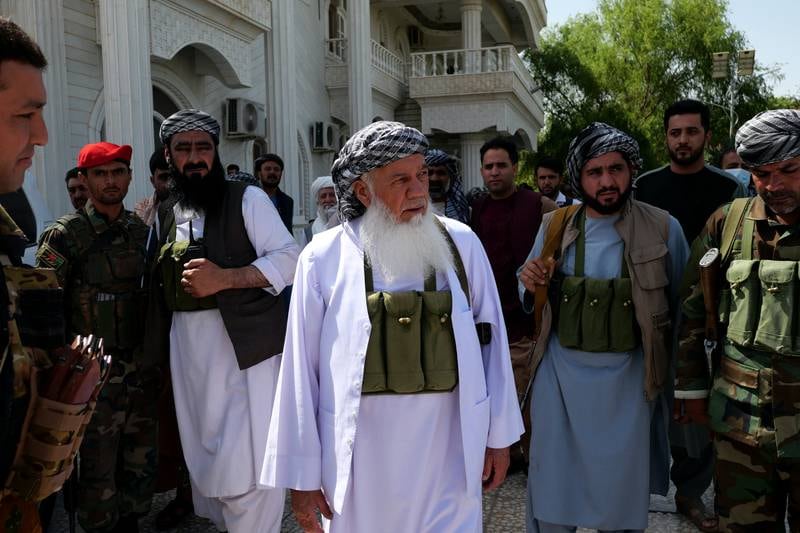 Ismail Khan, a former government minister and governor of Herat province, at his home in Herat, as he prepares to travel to the front line to confront the Taliban.