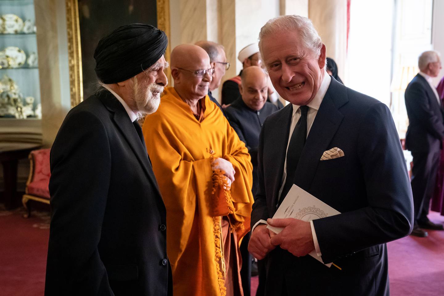 King Charles III meets faith leaders during a reception at Buckingham Palace, London. PA