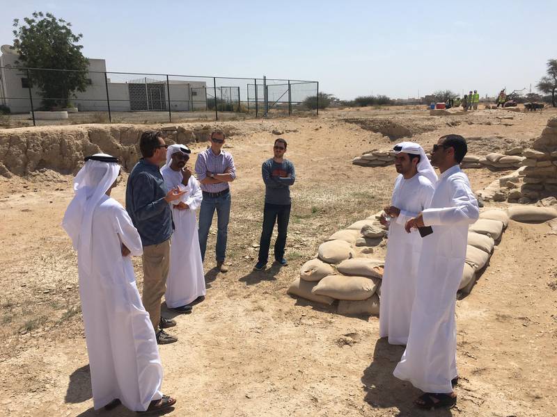 Abu Dhabi Tourism and Culture Authority archaeologists and consultants at the Hili 8 site in Al Ain.