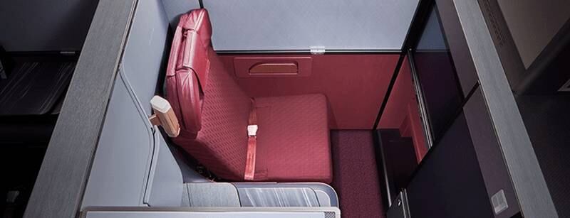 Interior of a business-class seat on Japan Airlines' new Airbus widebody jets. Photo: Japan Airlines