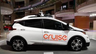 A driverless Cruise vehicle at the Detroit Motor Show. The company is stationing five self-driving cars in San Francisco as it looks to develop a robot taxi service. AP