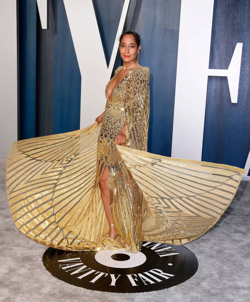 Tracee Ellis Ross in Zuhair Murad at the Vanity Fair Oscar party in Beverly Hills during the 92nd Academy Awards, in Los Angeles. Reuters
