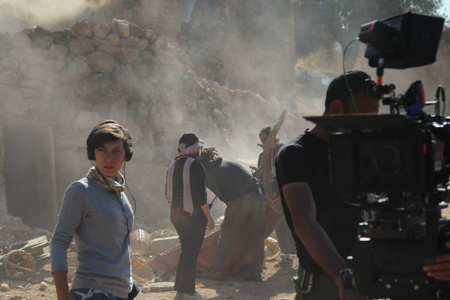 Darin J Sallam on set during the shooting of 'Farha'. Photo: IMDb