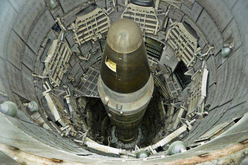 A deactivated Titan II nuclear ICMB is seen in a silo at the Titan Missile Museum in Green Valley, Arizona, on May 12, 2015. AFP