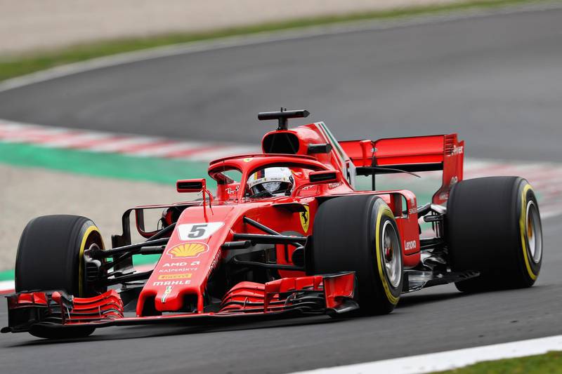 MONTMELO, SPAIN - MARCH 01:  Sebastian Vettel of Germany driving the (5) Scuderia Ferrari SF71H on track during day four of F1 Winter Testing at Circuit de Catalunya on March 1, 2018 in Montmelo, Spain.  (Photo by Mark Thompson/Getty Images)