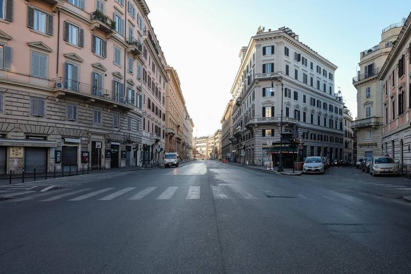 Corso Vittorio Emanuele is deserted during the Coronavirus emergency lockdown. EPA