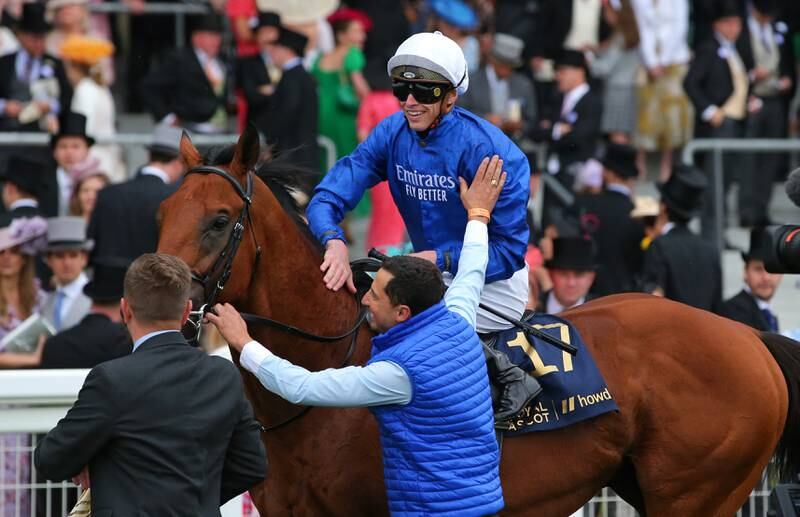 James Doyle on board Naval Crown celebrates winning the Platinum Jubilee Stakes on day five of Royal Ascot 2022 at Ascot Racecourse on June 18, 2022 in Ascot, England. Getty Images