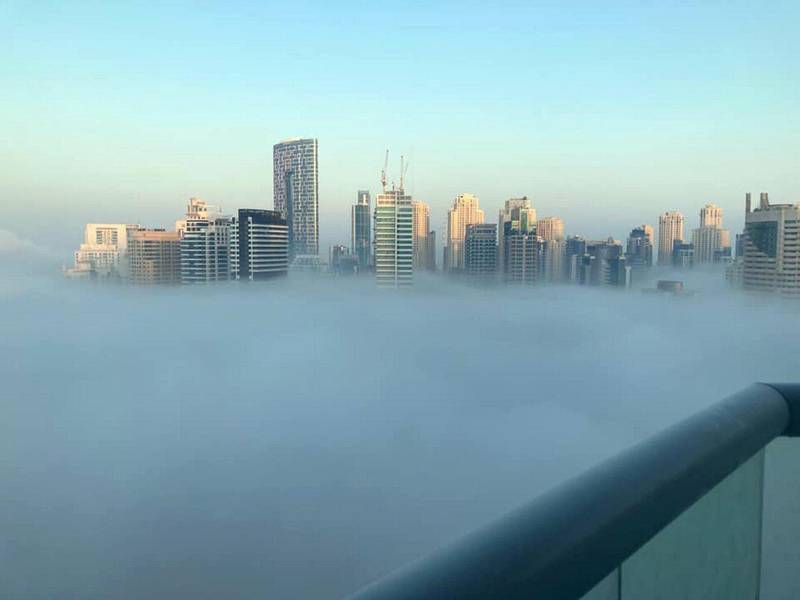 Lauren Parker snapped this pic of Dubai Marina shrouded in fog from her flat in JLT.