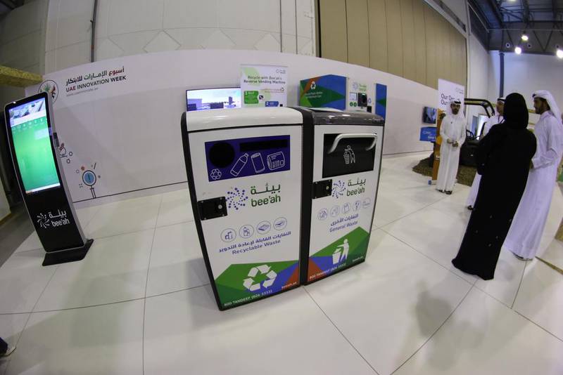 Bee’ah, Sharjah’s environment and waste management company, will be deploying another 42 of the solar-powered bins in January. Thaer Zriqat / The National