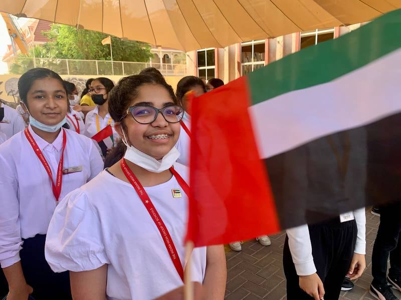 Pupils also dressed in the colours of the flag. Pawan Singh / The National 