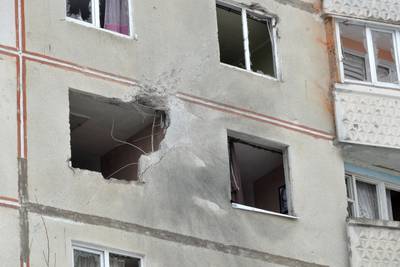 Apartments damaged by shelling in Kharkiv. AFP