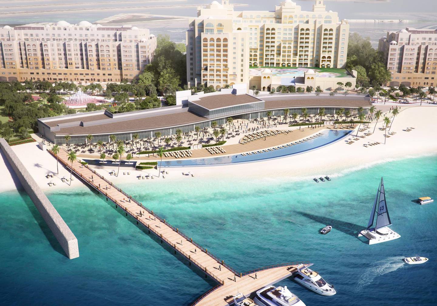 The St Regis Beach Club will be located at the new Palm West Beach complex at Palm Jumeirah. Courtesy Nakheel