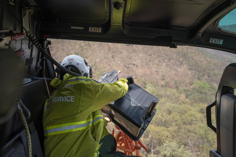 Carrots are dropped from a helicopter during a food drop by the New South Wales National Parks and Wildlife Service, in New South Wales, Australia. EPA