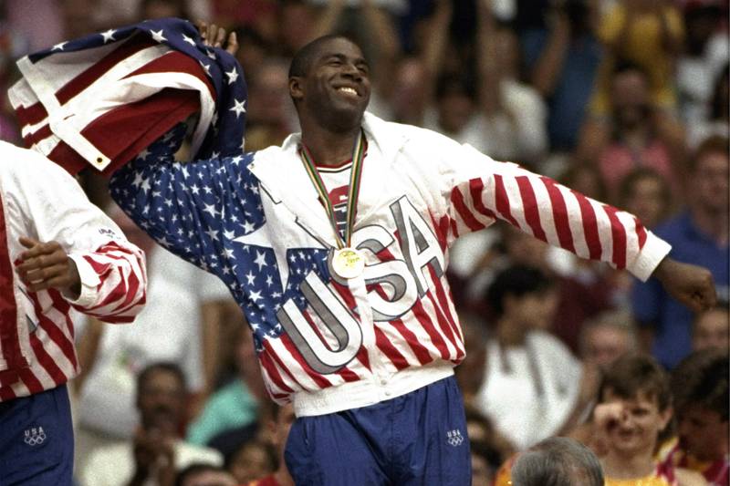 Earvin ‘Magic’ Johnson was part of the US basketball 'Dream Team' for the 1992 Summer Olympics in Barcelona. AP