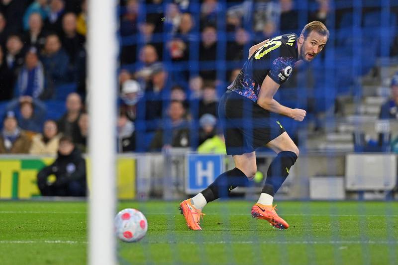 Harry Kane puts his early chance wide of target. AFP