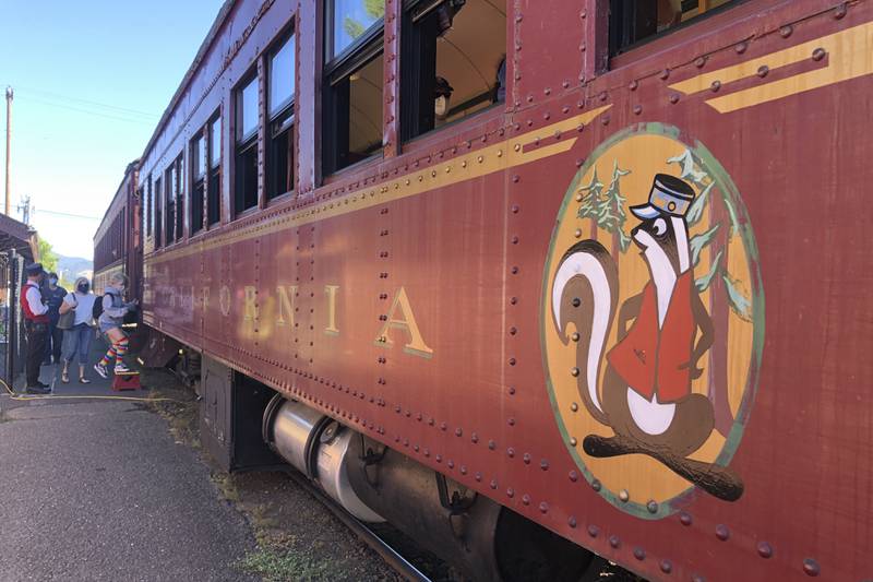 The Skunk Train has been running through redwood forests and river canyons to Fort Bragg since 1885, when it was built to transport timber. AP 