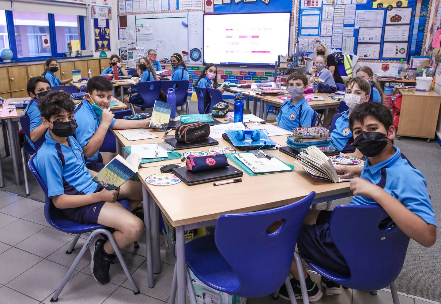 Pupils at The British School Al Khubairat in Abu Dhabi. Victor Besa / The National