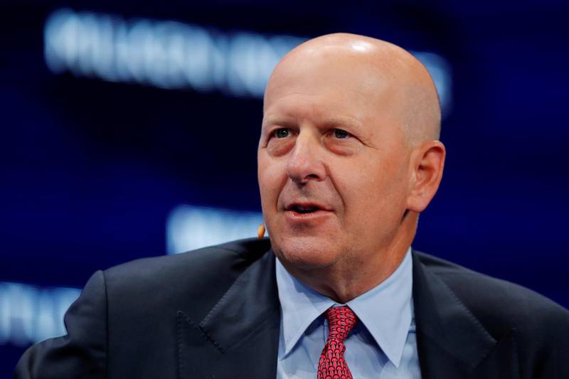 FILE PHOTO: David M. Solomon, Chairman and CEO of Goldman Sachs, speaks during the Milken Institute's 22nd annual Global Conference in Beverly Hills, California, U.S., April 29, 2019.  REUTERS/Mike Blake/File Photo