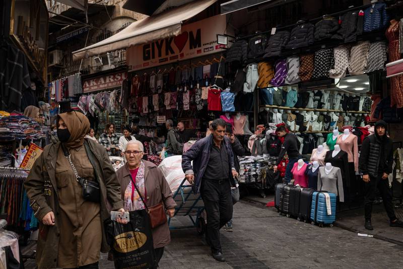 A market in Istanbul, Turkey, which is suffering its worst cost of living crisis in decades. All photos by Bloomberg