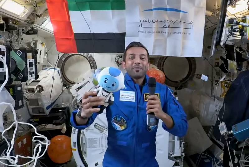 He speaks to UAE leaders from the ISS. Photo: Nasa 