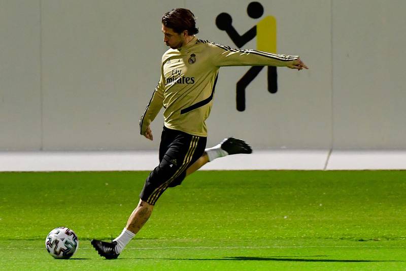 Real Madrid's Spanish defender Sergio Ramos crosses the ball. AFP