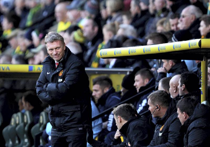 NORWICH, ENGLAND - DECEMBER 28:  David Moyes manager of Manchester United looks on during the Barclays Premier League match between Norwich City and  Manchester United at Carrow Road on December 28, 2013 in Norwich, England.  (Photo by Jamie McDonald/Getty Images)