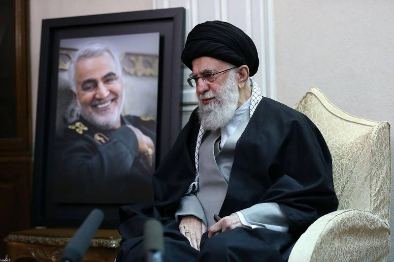 A handout picture provided by the office of Iran's Supreme Leader Ayatollah Ali Khamenei on January 3, 2020, shows him  visiting the family of killed Iranian Revolutional Guards commander Qasem Soleimani (picture), in the capital Tehran.  A furious Iran threatened to avenge a US strike that killed the top Iranian commander at Baghdad's international airport early in the morning, raising fears of a wider regional conflict between the arch-foes. To his fans and enemies alike, Soleimani was the key architect of Iran's regional influence, leading the fight against jihadist forces and extending Iran's diplomatic heft in Iraq - === RESTRICTED TO EDITORIAL USE - MANDATORY CREDIT "AFP PHOTO / HO / KHAMENEI.IR" - NO MARKETING NO ADVERTISING CAMPAIGNS - DISTRIBUTED AS A SERVICE TO CLIENTS ===
 / AFP / KHAMENEI.IR / - / === RESTRICTED TO EDITORIAL USE - MANDATORY CREDIT "AFP PHOTO / HO / KHAMENEI.IR" - NO MARKETING NO ADVERTISING CAMPAIGNS - DISTRIBUTED AS A SERVICE TO CLIENTS ===
