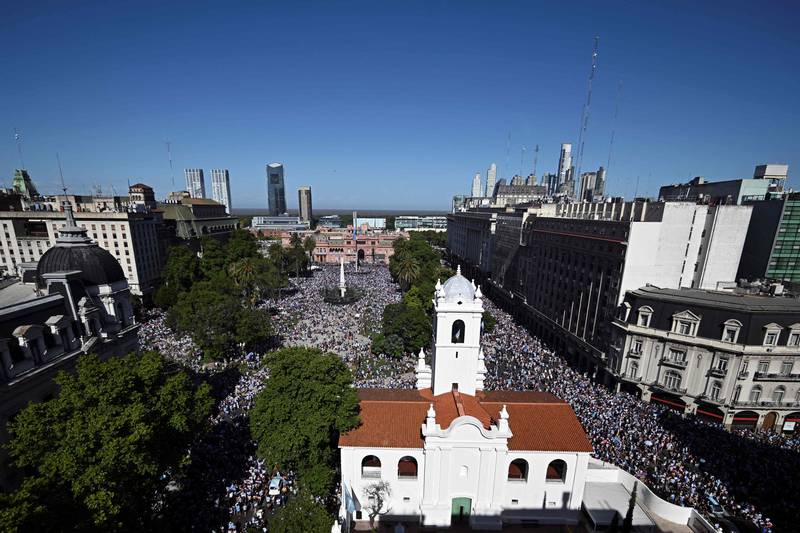 Fans of Argentina gather in Plaza de Mayo square. AFP