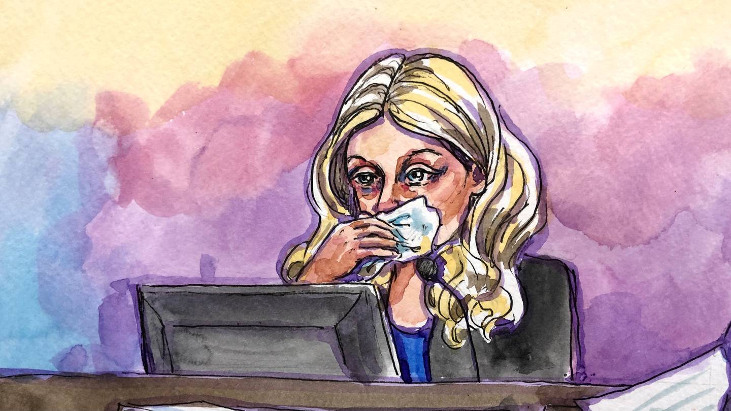 Elizabeth Holmes became emotional as she read romantic texts between herself and ex-boyfriend Ramesh 'Sunny' Balwani as she was cross-examined by prosecutor Robert Leach during her trial in San Jose, California, last month. Reuters