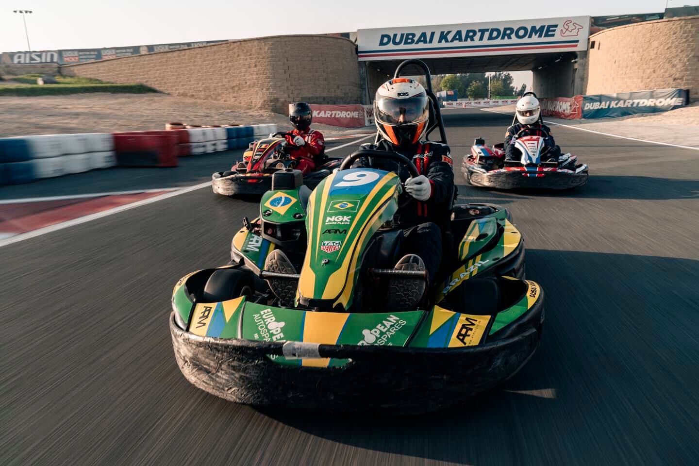 The go-carts at Dubai Kartdrome will be decked out in national colours for the duration of Fifa World Cup Qatar 2022. Photo: Dubai Kartdrome