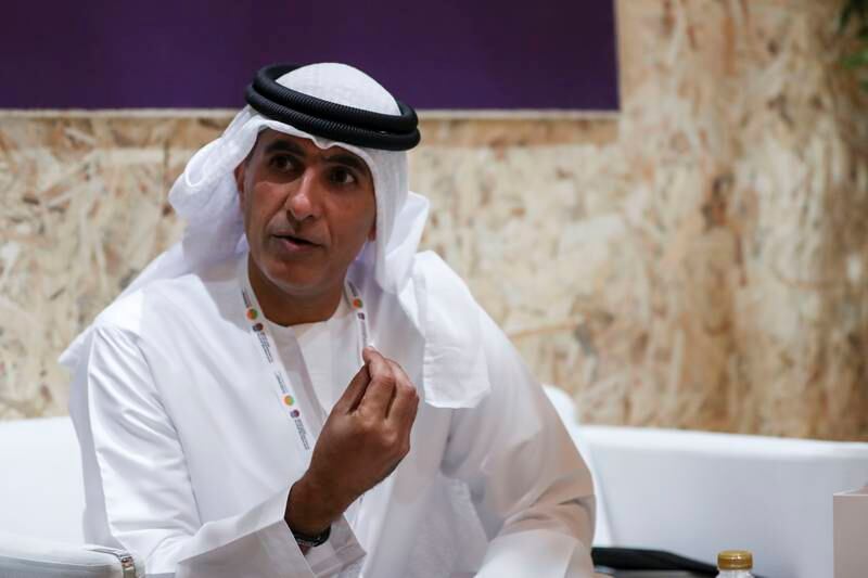 Sheikh Salem Bin Sultan Al Qasimi, chairman of OneHive, is pictured at the Abu Dhabi Agriculture and Food Security Conference held in the Abu Dhabi National Exhibition Centre. All photos: Khushnum Bhandari / The National