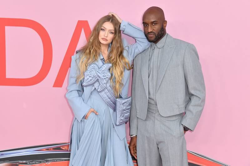 US model Gigi Hadid and Abloh arrive for the 2019 CFDA fashion awards at the Brooklyn Museum in New York City in June 2019. AFP