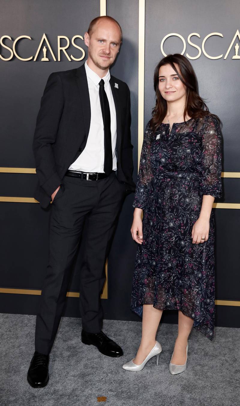 Edward Watts and Waad Al-Kateab arrive for the 92nd Oscars Nominees Luncheon in Hollywood, California, on January 27, 2020. EPA