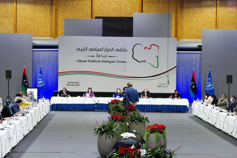 The Libyan Political Dialogue Forum underway at an undisclosed location, Switzerland. Reuters