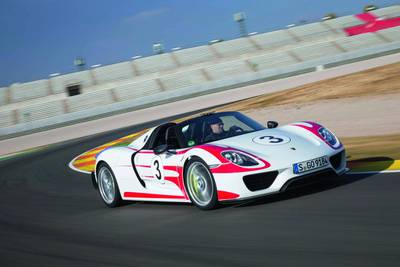 The Porsche 918 Spyder uses an ingenious hybrid system to deliver horizon-blurring supercar performance that challenges the Bugatti Veyron, plus impressive fuel economy, across a range of selectable driving modes. Courtesy of Porsche
