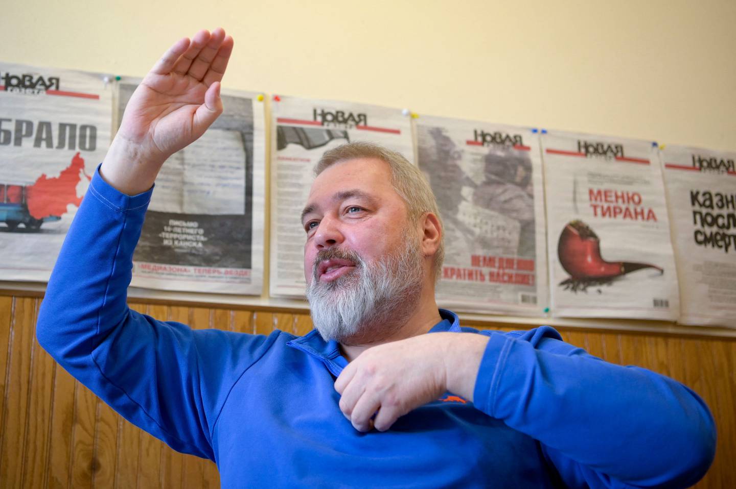 Dmitry Muratov during an interview earlier this year in Moscow. AFP 