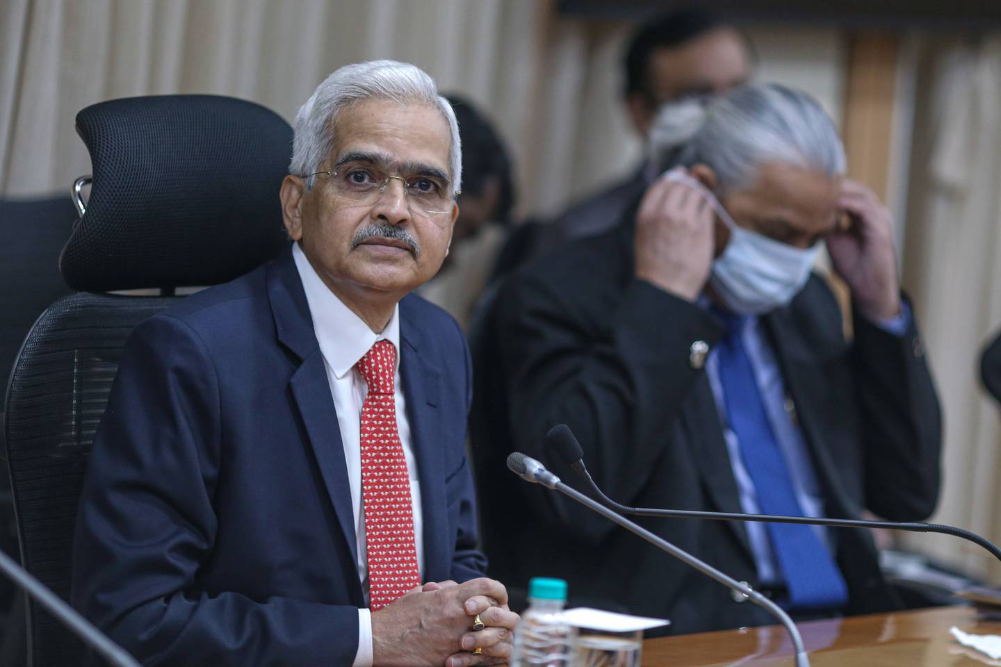 Shaktikanta Das, governor of the Reserve Bank of India speaks after the central bank's monetary policy meeting this month. Bloomberg

